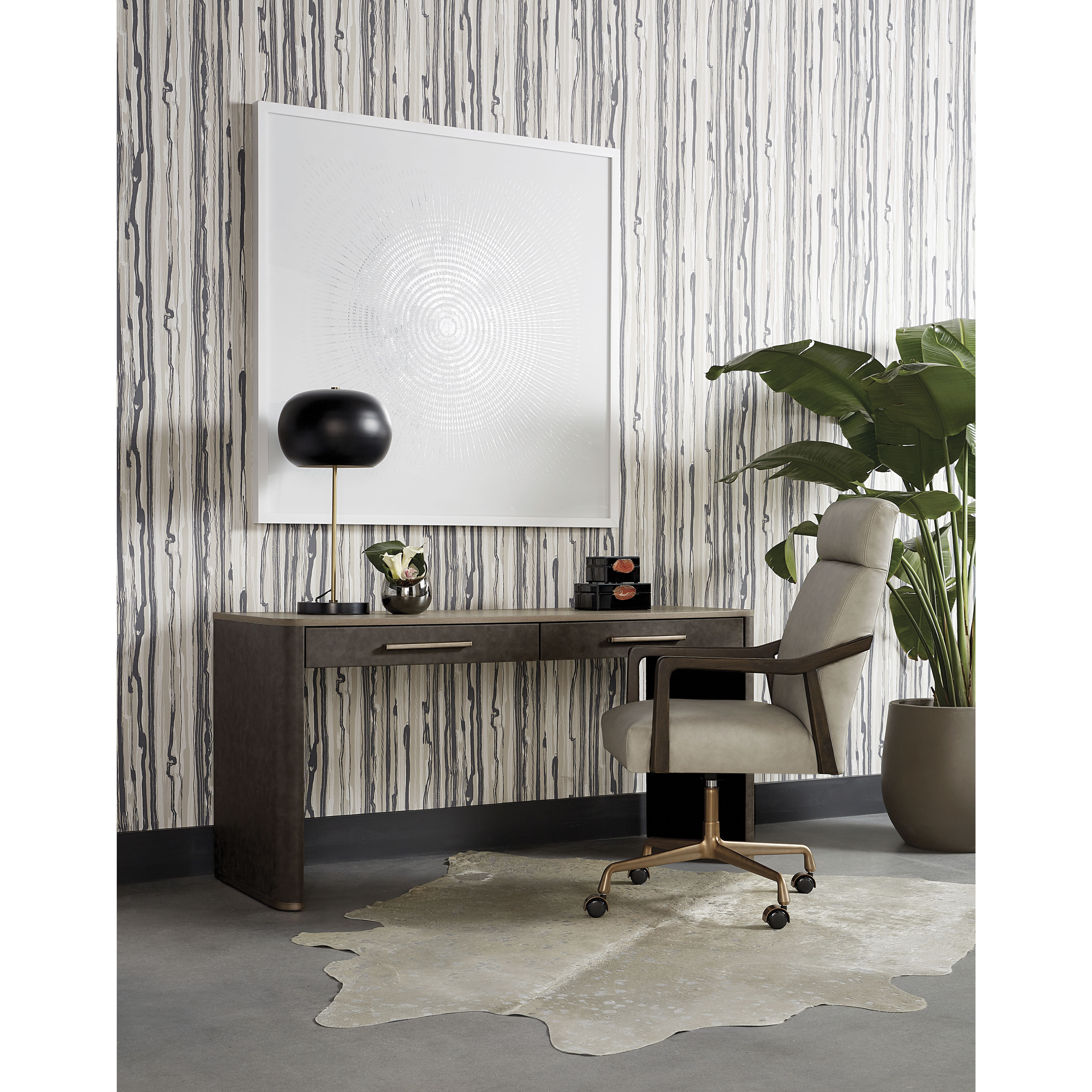 Collin Brown / Saloon Light Grey Leather Office Chair